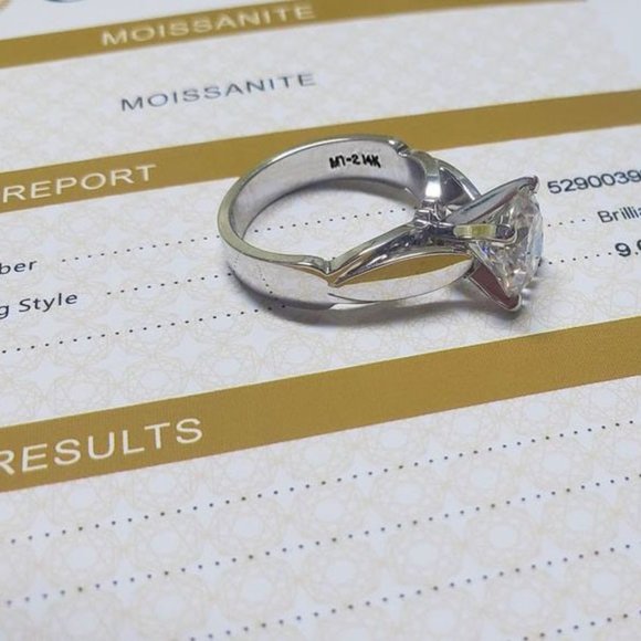 14K Solid  Yellow and White Gold 3 Carats Moissanite Engagement Ring D- FL - Picture 7 of 11